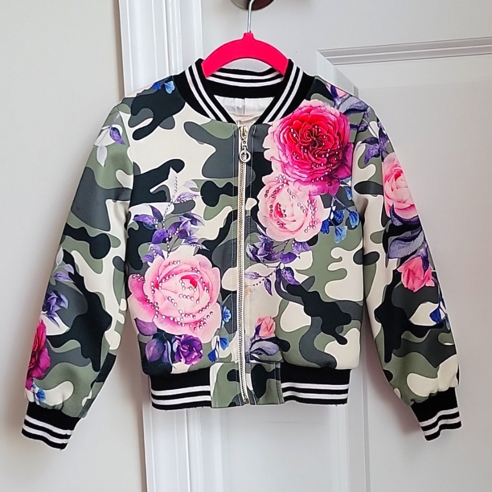 Hannah Banana Girls' Bomber Jacket - Size 4T - Picture 2 of 5